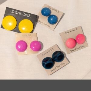 Colorful Vintage Clip-On Earrings Set